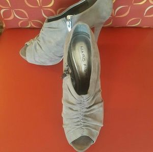 Marc Fisher Gray Suede Clearly Peep Toe Heels